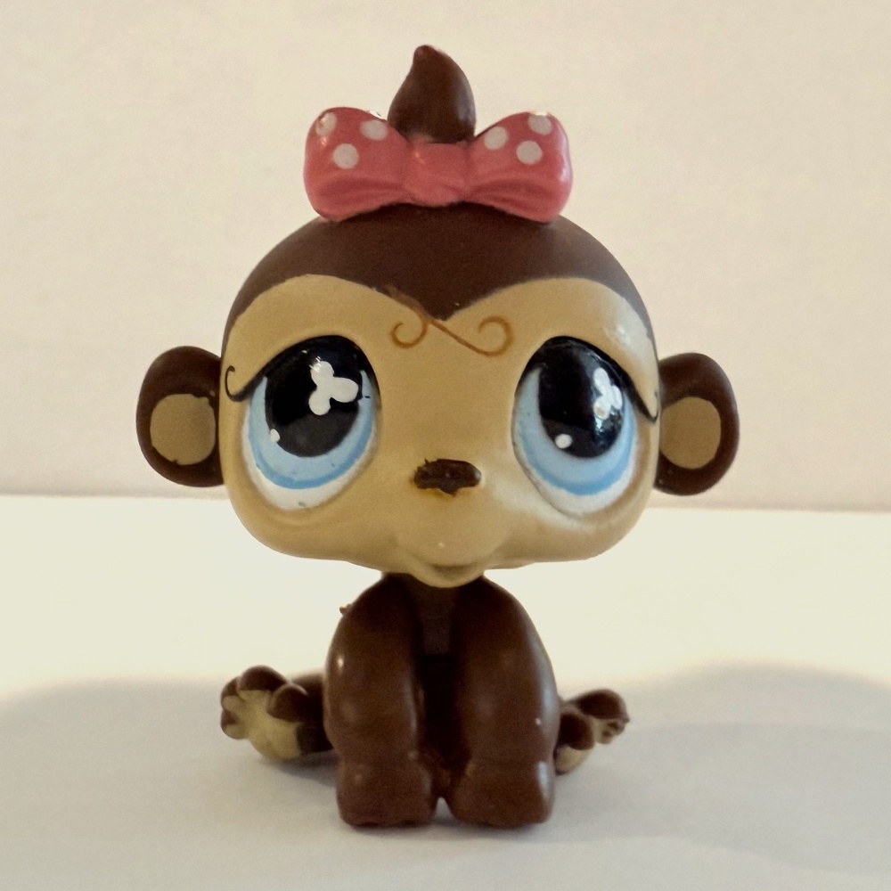 Littlest Pet Shop LPS 501 Monkey Pink Bow Spring ~ AUTHENTIC